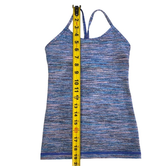 Ivivva by LuluLemon Tank Top Girls Size 7 Racerback Blue Pink Stripe Nylon Blend - Picture 5 of 10